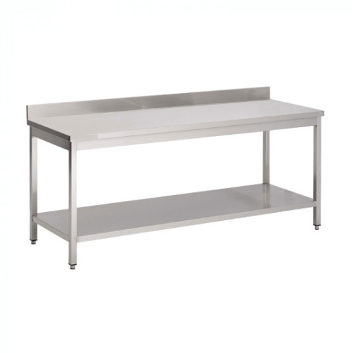Table Inox Avec Sous Tablette Et Dosseret 1600 x 700mm - Materiel Horeca GDATS-167A - Materiel Horeca