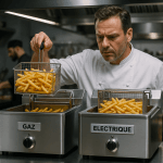 Comparatif professionnel friteuse à gaz et électrique en cuisine de restaurant moderne