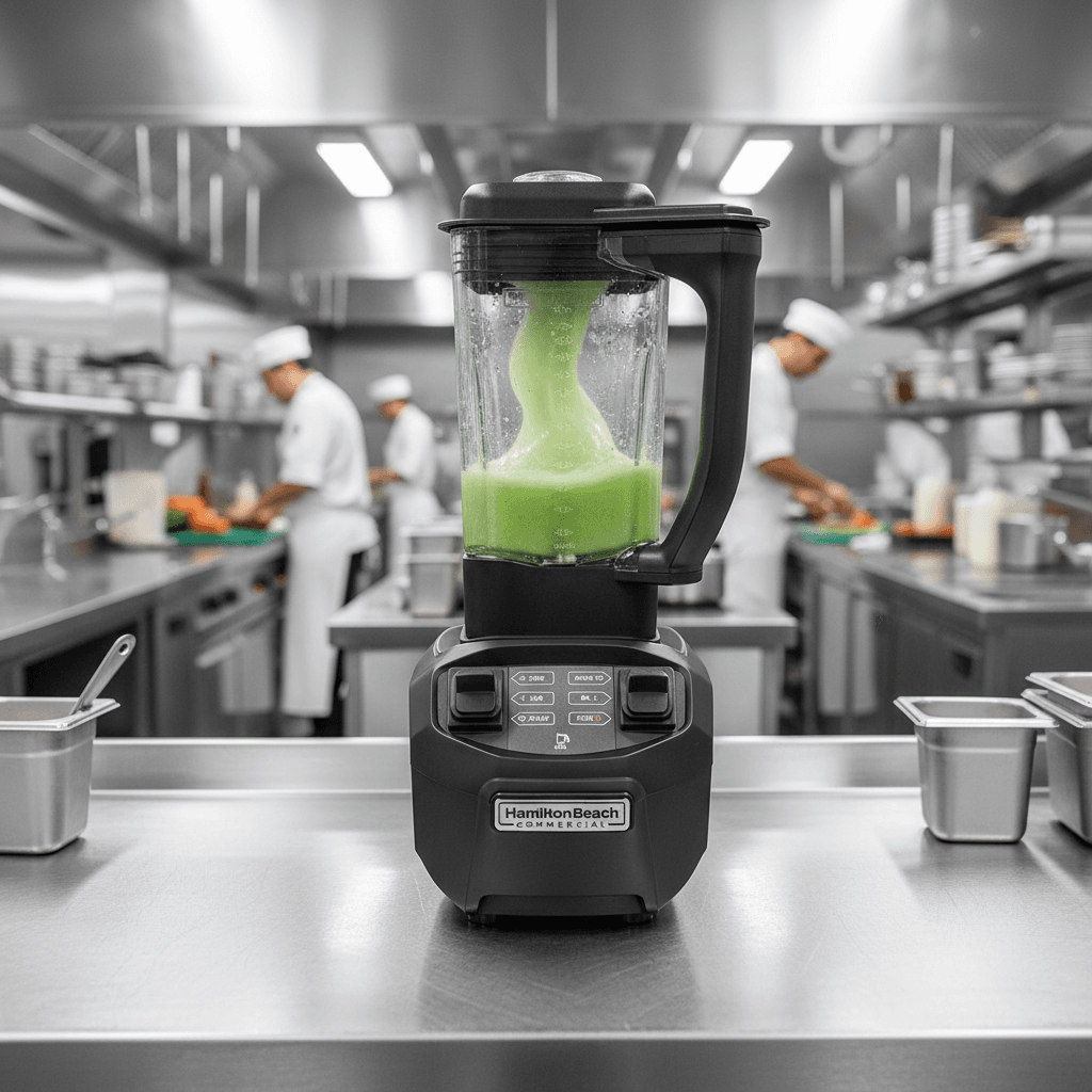 Blender de bar professionnel Hamilton Beach Rio HBC 0255 en situation sur un comptoir de bar moderne