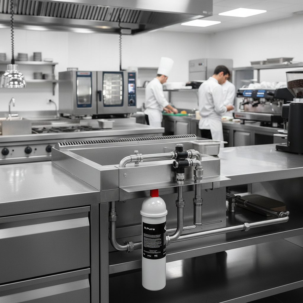 Gros plan d’un filtre à graisse Diamond FG2201/2 dans un environnement professionnel avec vapeur et reflets sur l’inox, image accrocheuse.