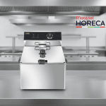 Friteuse électrique professionnelle 11L en inox avec chef en arrière-plan dans cuisine professionnelle