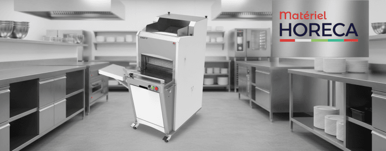 Trancheuse à pains JAC Swift 450 puissante et moderne en pleine boulangerie professionnelle