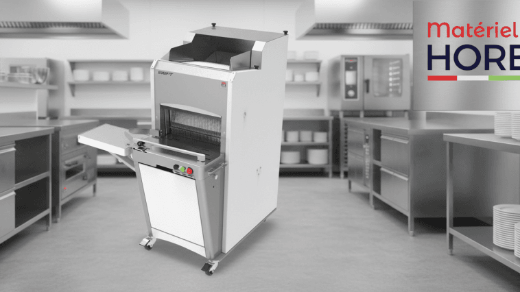 Trancheuse à pains JAC Swift 450 puissante et moderne en pleine boulangerie professionnelle