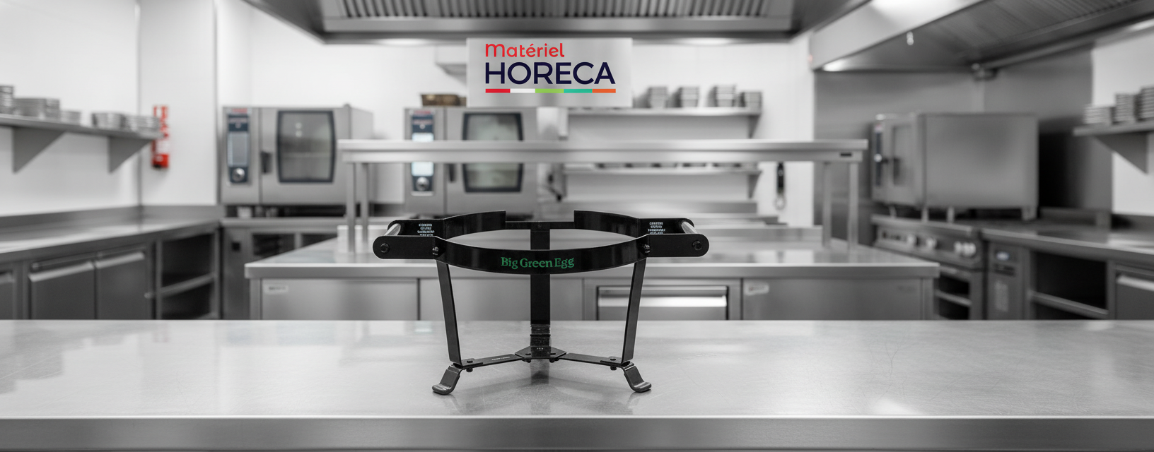 Berceau &agrave; poign&eacute;e Big Green Egg 116451 acier inox transport barbecue s&eacute;curit&eacute; professionnelle