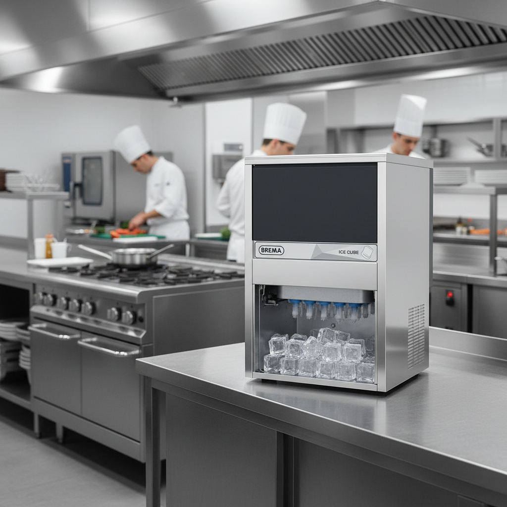 D&eacute;tail machine &agrave; gla&ccedil;ons Brema CB 246A HC inox, bac stockage 6kg, usage professionnel