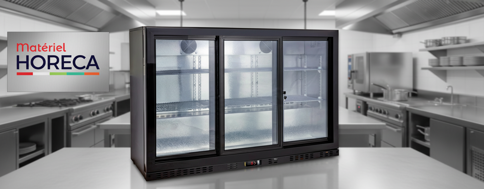 iceshop 3-deurs schuifglazen barkast 320l professioneel