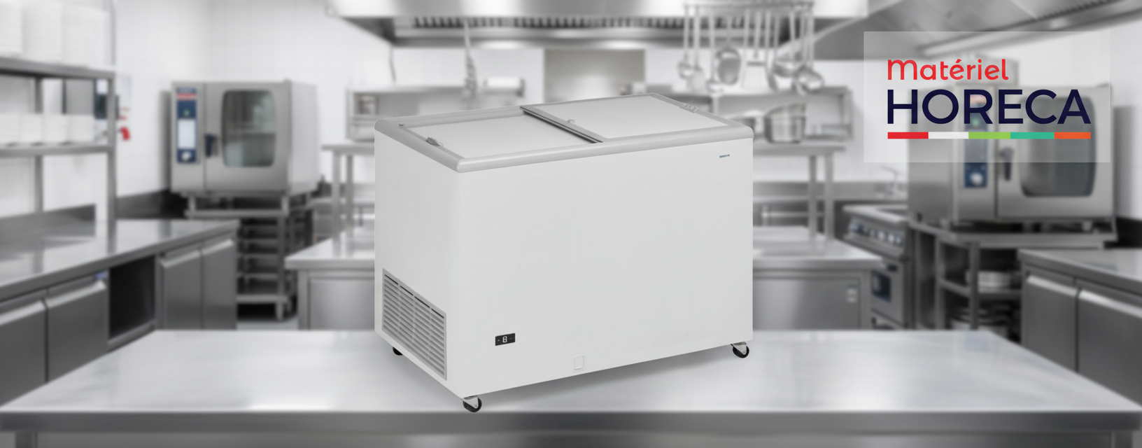 Frigo Coffre sur Roulettes 300L porte coulissante Iceshop ICEC300TO vue générale professionnelle