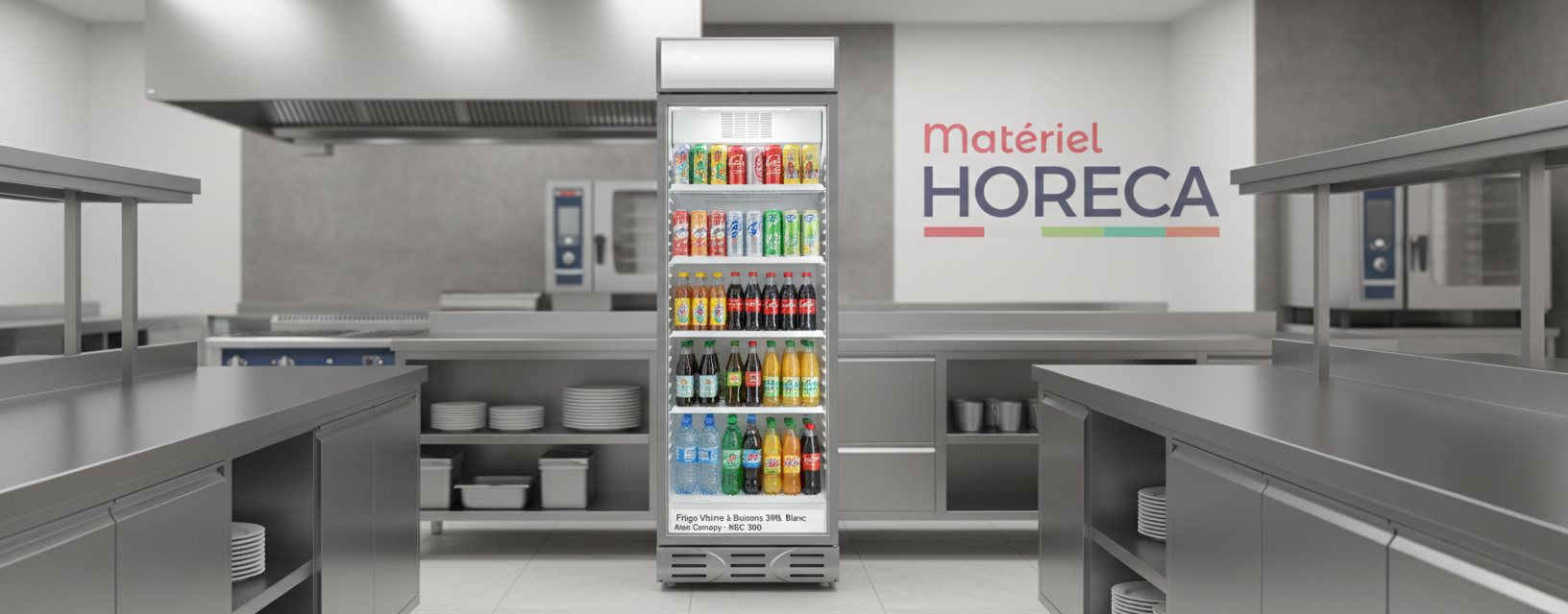 Frigo vitrine boissons 390L blanc Iceshop KBC 390 canopy porte vitr&eacute;e professionnelle HORECA