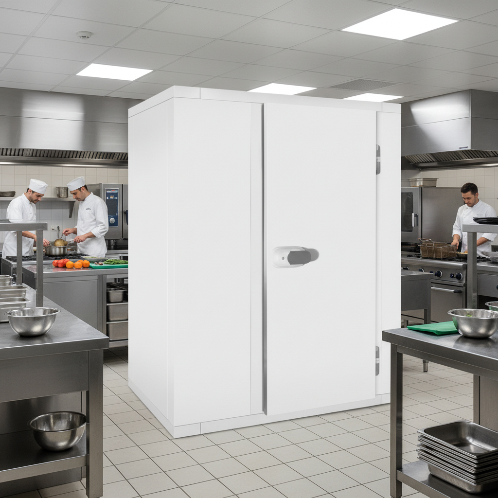 Interieur van de Iceshop koelcel met negatieve temperatuur 1500x1500 mm, volume 3,7 m³ roestvrij staal, 40 mm panelen