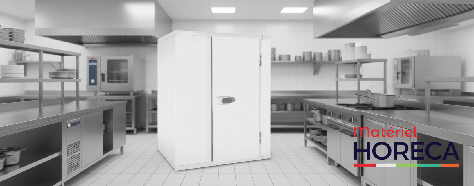 Professionele ijscel met negatieve temperatuur 1500x1500 mm, buitenaanzicht, draaideur, ge&iuml;soleerd paneel