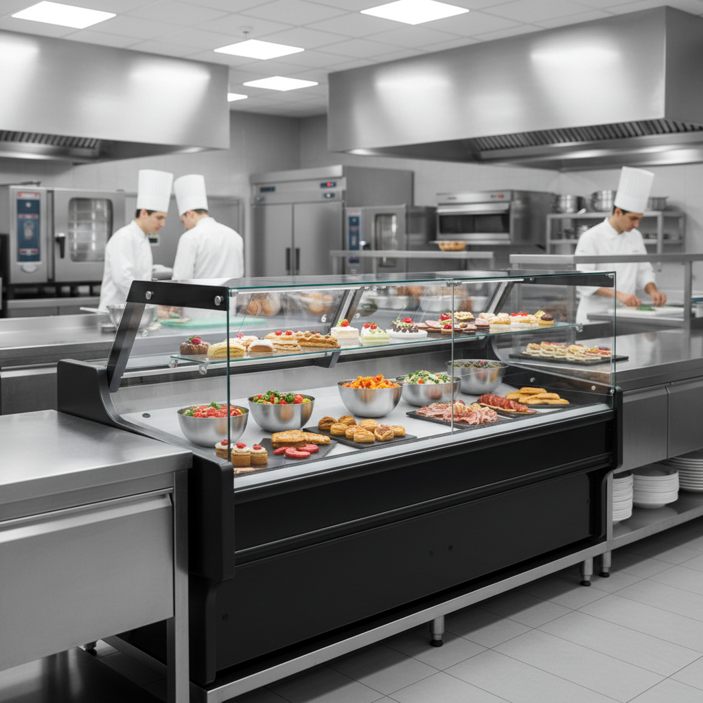 Détail inox et vitrage de la vitrine réfrigérée comptoir Iceshop KSC2500 professionnelle