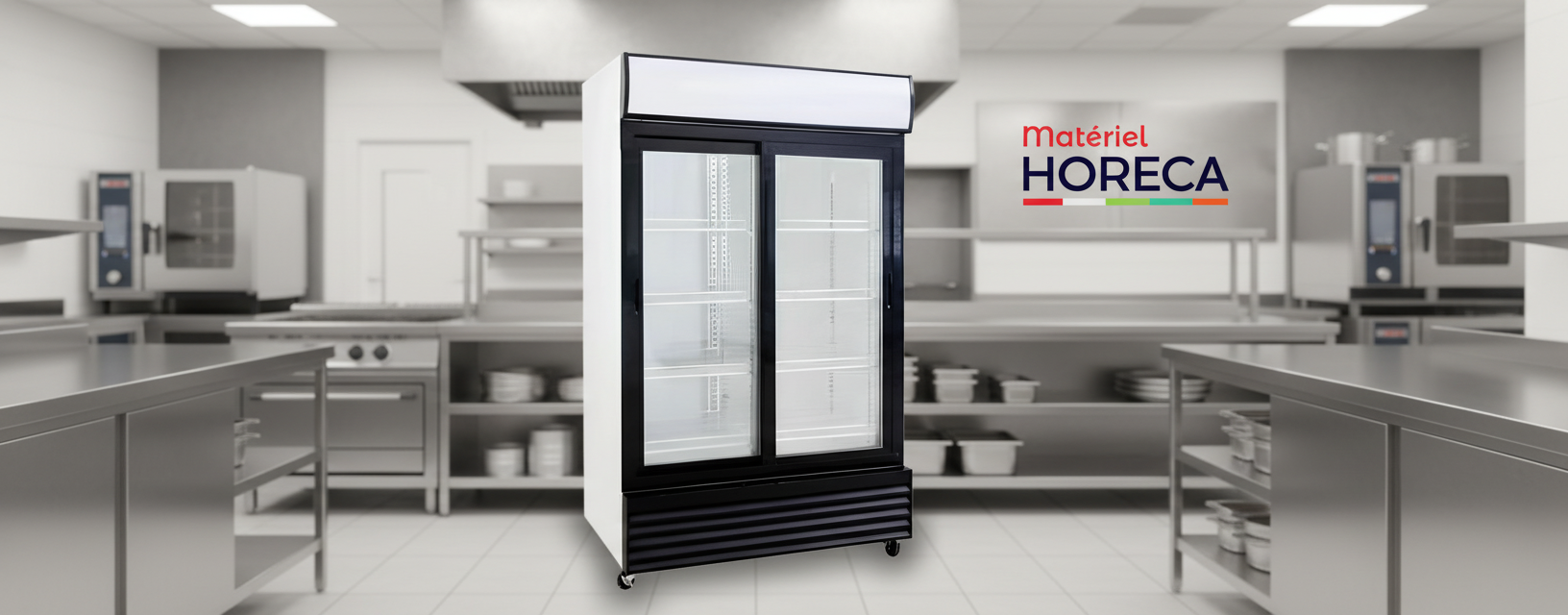 2-deurs schuifvitrine voor dranken 708L wit Iceshop SC-708FSW professionele gekoelde vitrine