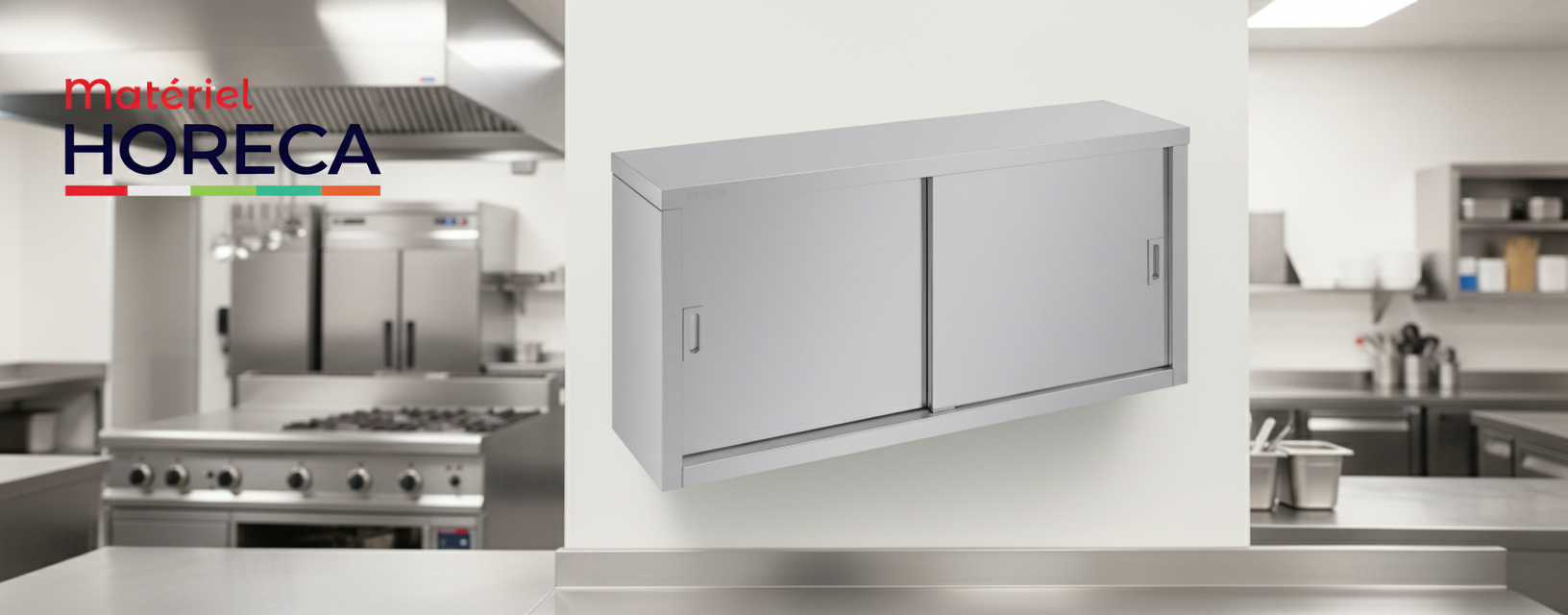 Armoire suspendue en inox GDWCS204 Materiel Horeca 2000x400x600mm, rangement mural professionnel