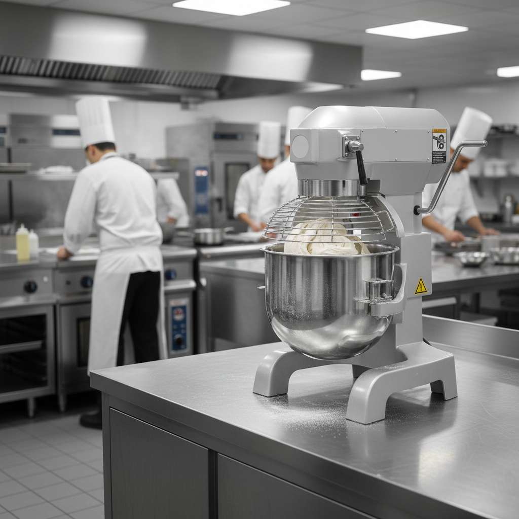 Batteur plan&eacute;taire BH10 Materiel Horeca vue lat&eacute;rale inox 10 litres