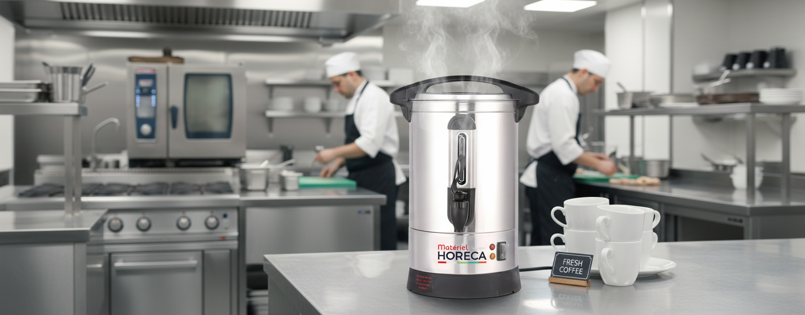 Vue détail percolateur professionnel 7L Materiel Horeca CU-7L, inox, poignée ABS