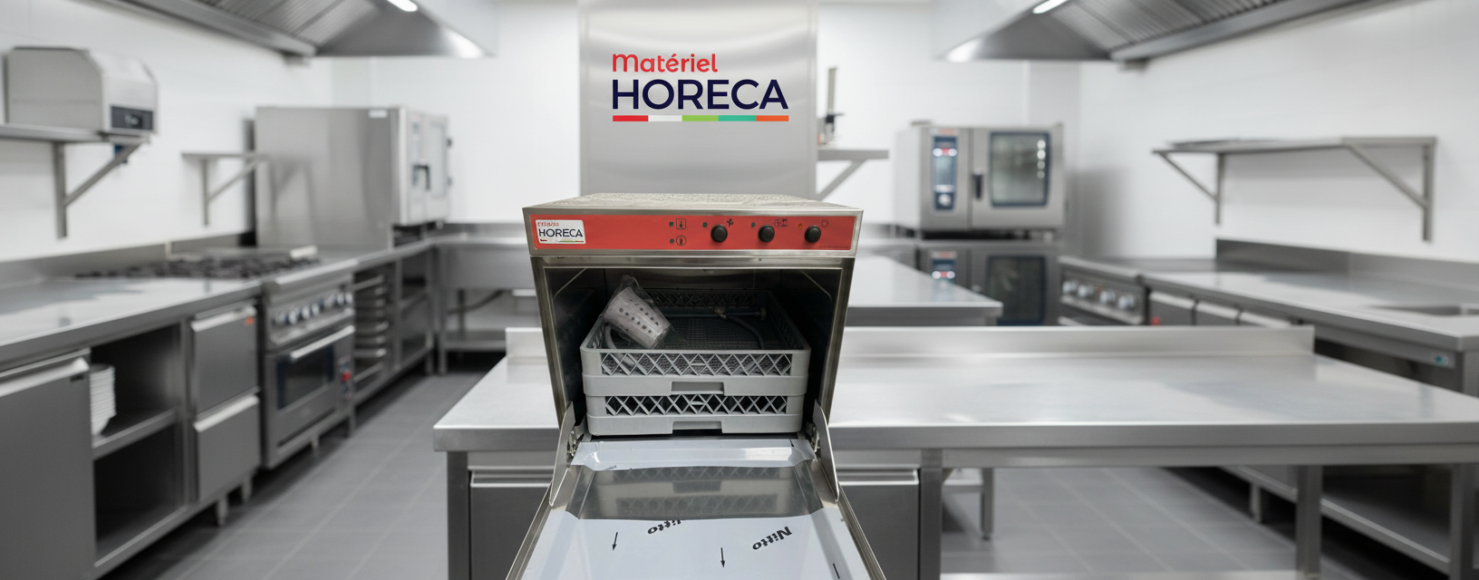 Lave-vaisselle professionnel Materiel Horeca FUDW50-TPV avec panier 500x500mm, pompe de vidange triphasée