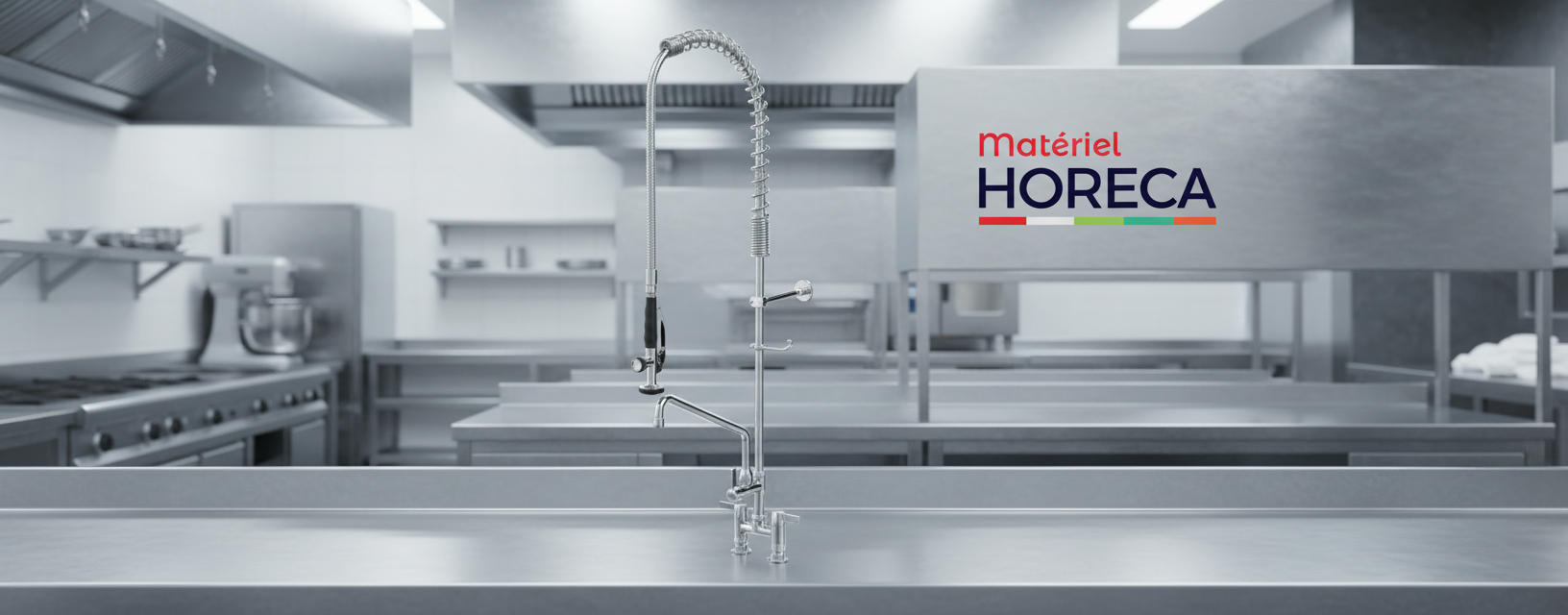 Douchette robinet Materiel Horeca GD56093 vue d'ensemble, flexible inox et poign&eacute;e, cuisine pro
