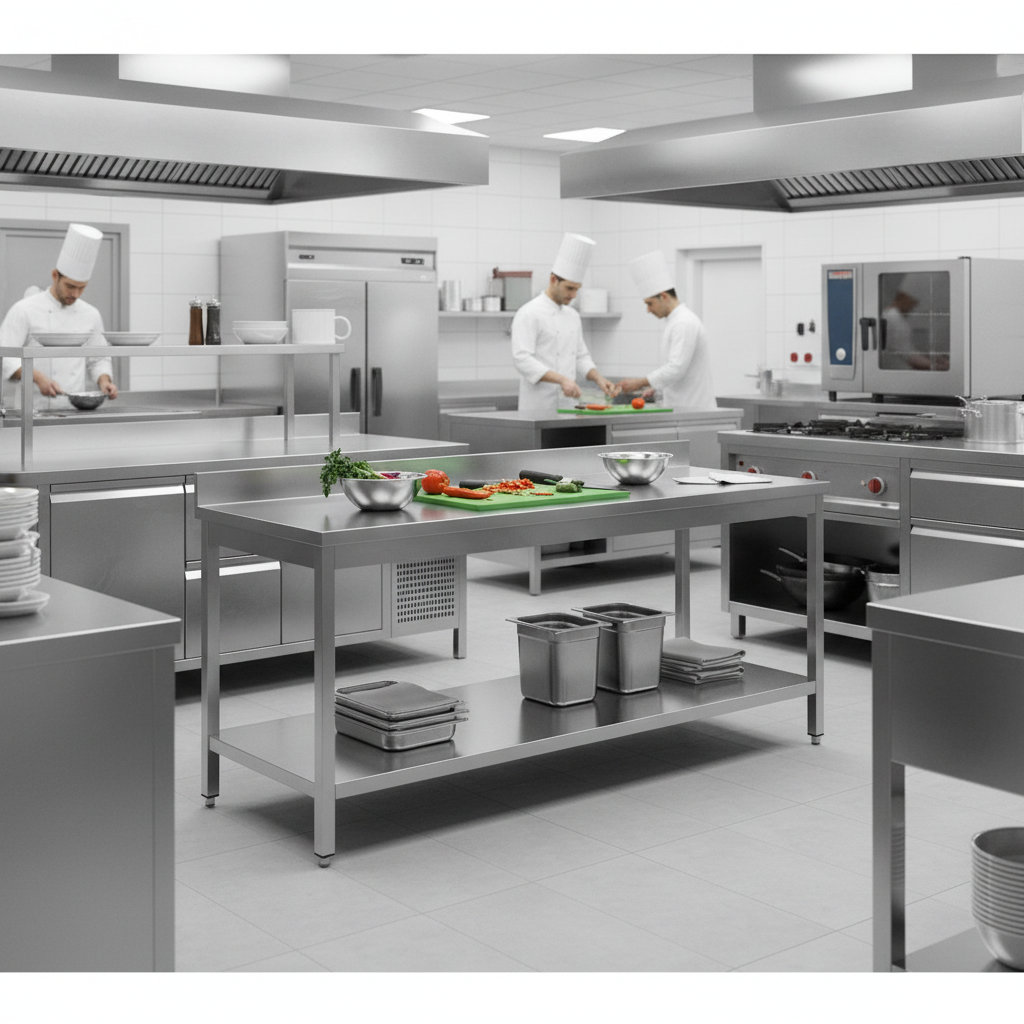 D&eacute;tail sous-tablette et dosseret de la table inox 1000x700mm Materiel Horeca GDATS-107A cuisine professionnelle