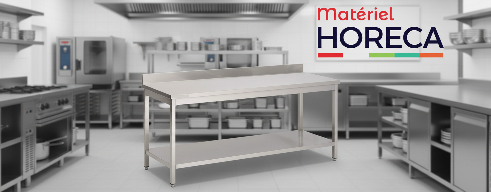 Table inox professionnelle 1000x700mm avec dosseret et sous-tablette Materiel Horeca GDATS-107A pour cuisine CHR