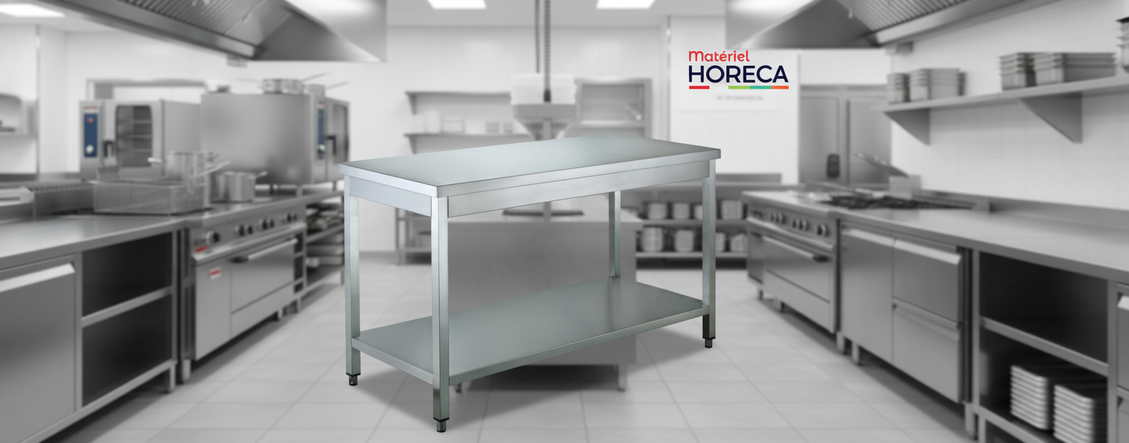 Table inox 1200x700mm Materiel Horeca GDATS-127 avec sous-tablette pour cuisine pro