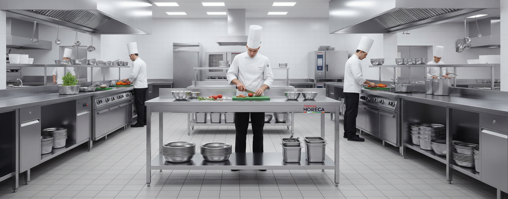 Table inox 1800x700mm avec dosseret et sous-tablette professionnelle CHR
