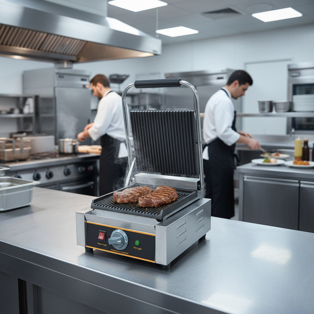 Grill professionnel simple plaque rainur&eacute;es lisses GDCG811A Materiel Horeca adapt&eacute; restauration