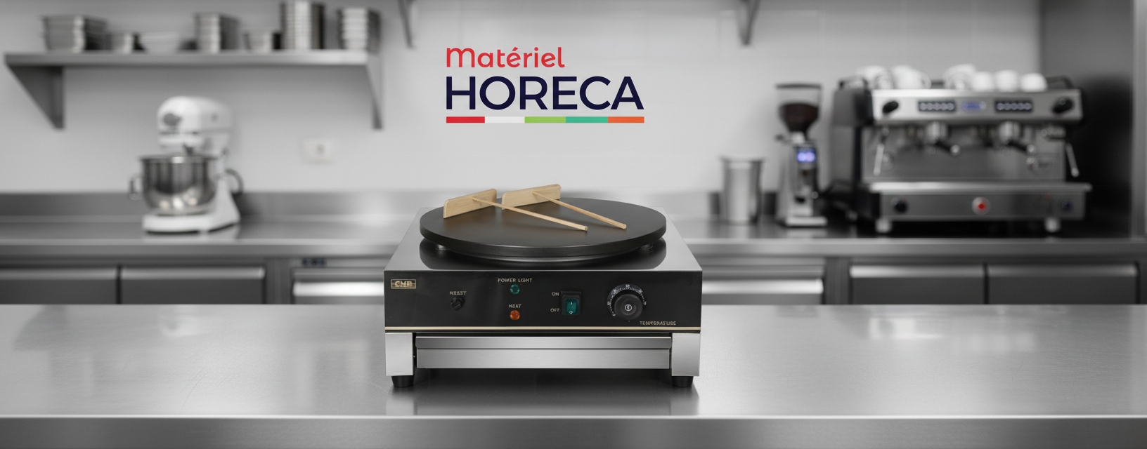 Cr&ecirc;pi&egrave;re &eacute;lectrique professionnelle simple Materiel Horeca 3000W GDCM01 plaque fonte 400mm