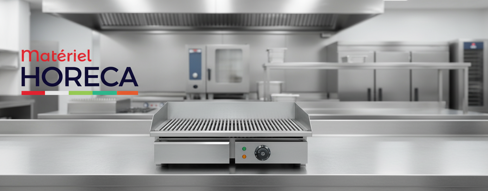 Plancha Electrique Professionnelle 3000W Plaque Rainur&eacute;e Materiel Horeca GDEG821 en inox, surface rainur&eacute;e, pour cuisine CHR