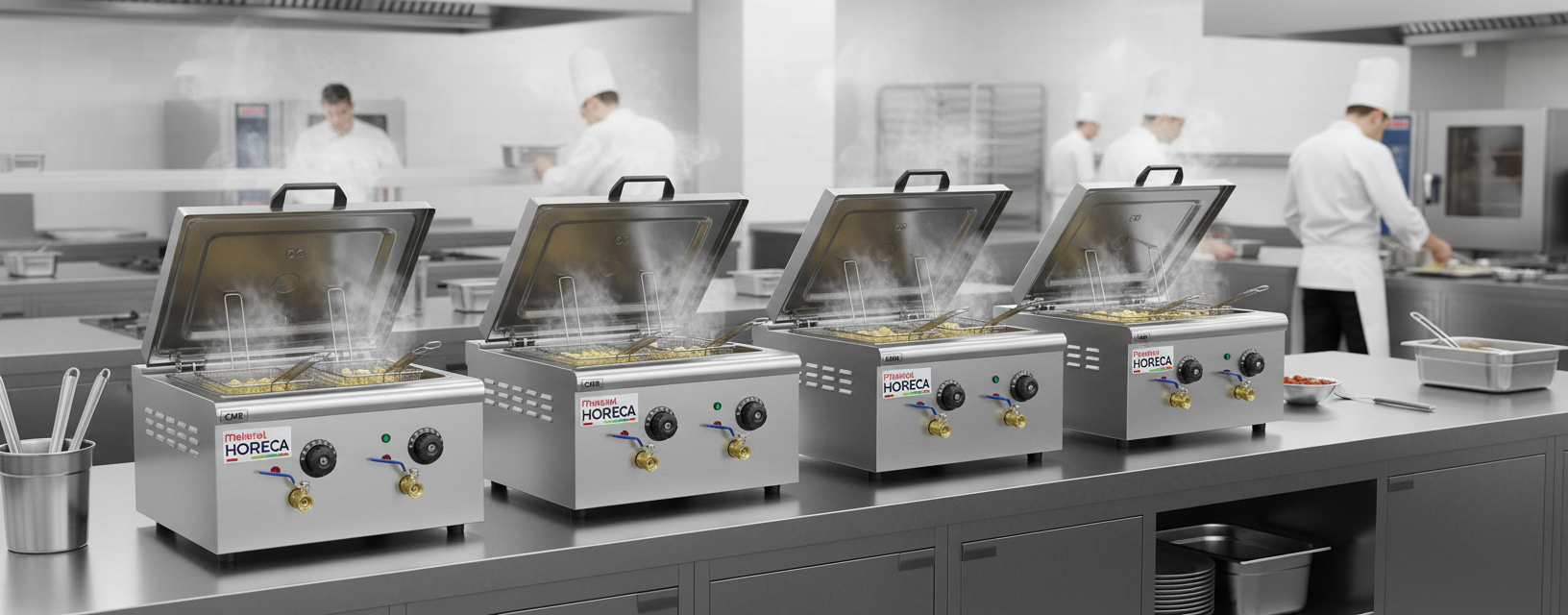 D&eacute;tail cuve et paniers du cuiseur &agrave; p&acirc;tes 4x4000W Materiel Horeca inox
