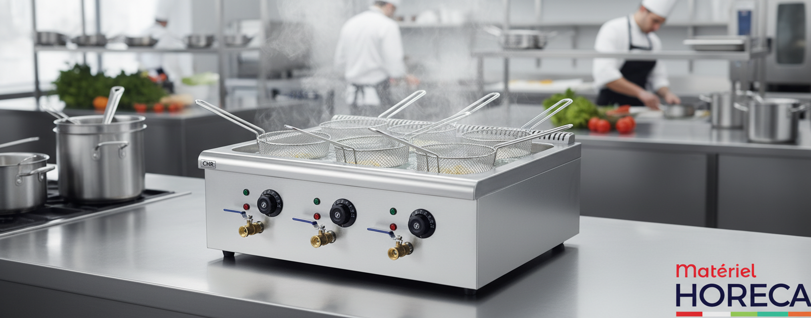 Cuiseur &agrave; p&acirc;tes professionnel 6 bacs 6000W Materiel Horeca vue d&eacute;tail