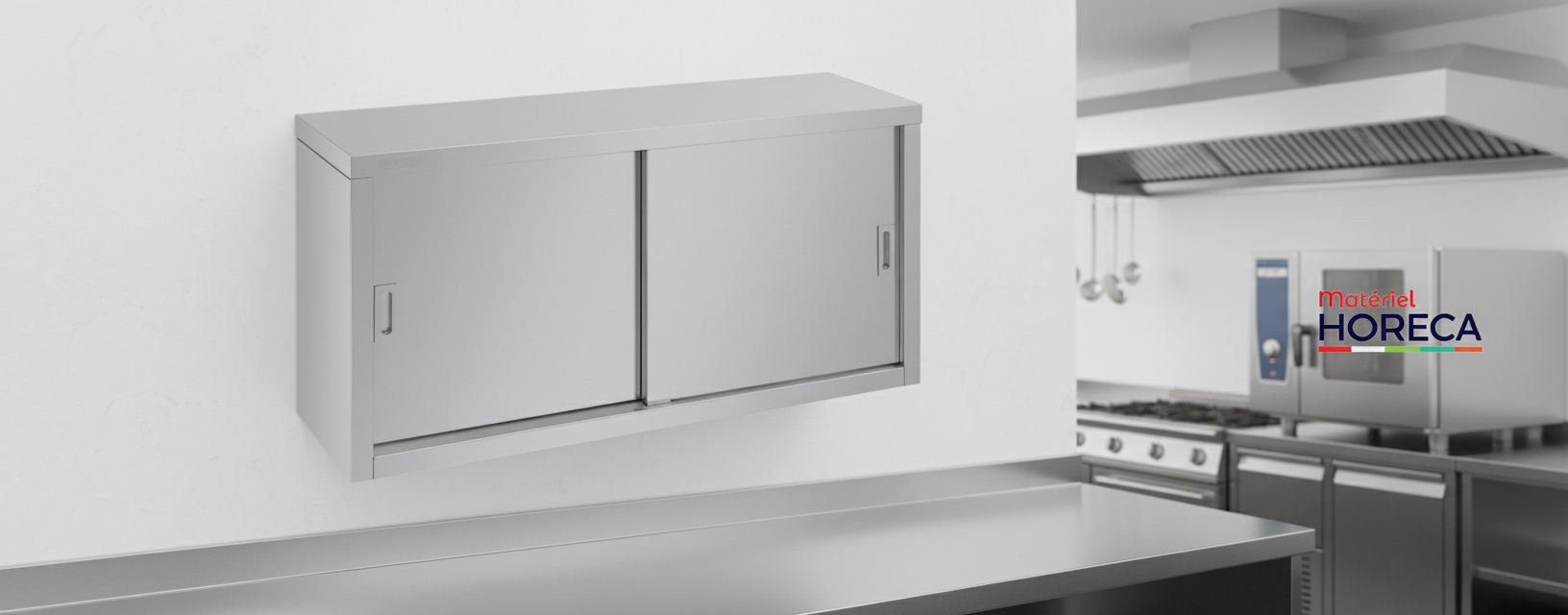 Armoire suspendue en inox 1200x400x600mm Materiel Horeca avec portes battantes pour cuisine pro