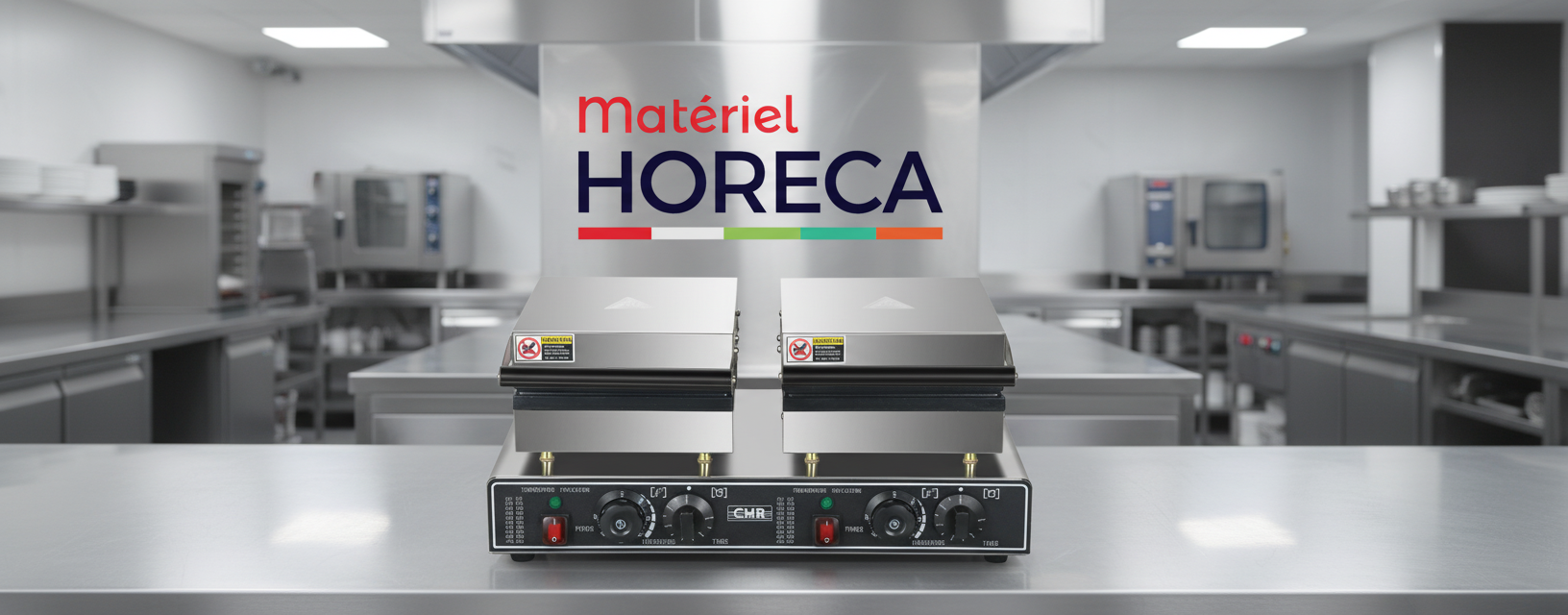 Gaufrier Electrique Professionnel Double 4x4 Materiel Horeca KWB-2S acier inoxydable double plaque 3200W