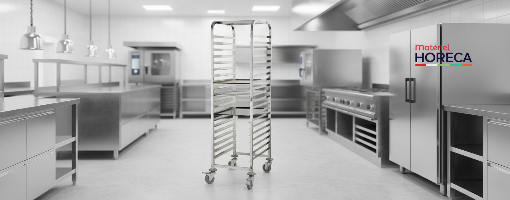 Chariot &agrave; 16 plateaux GN1/1 Materiel Horeca TR-16A en inox pour cuisine professionnelle