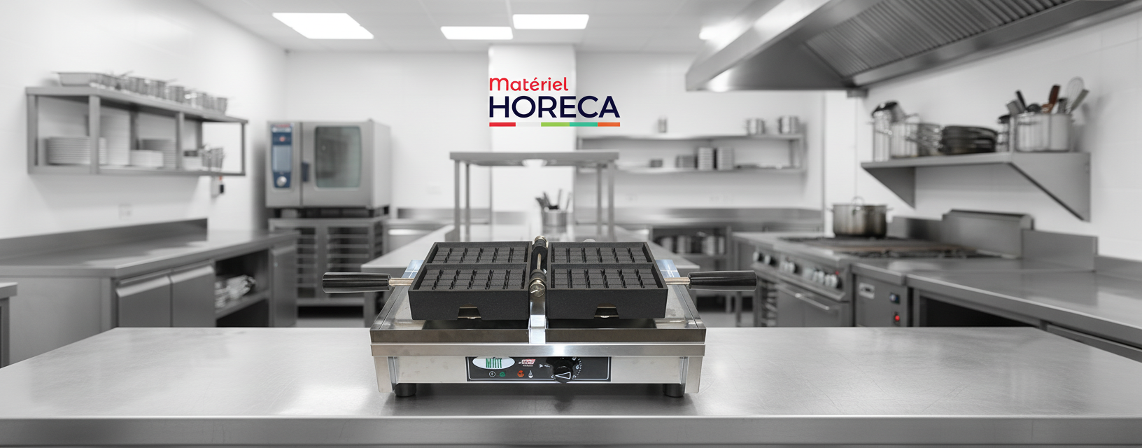 Gaufrier simple 4x6 fourr&eacute;e WECAJA Materiel Horeca inox professionnel plaque antiadh&eacute;sive