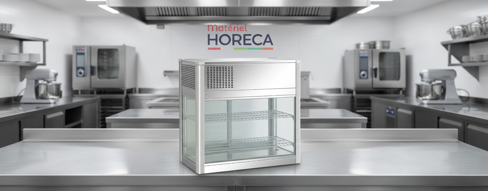 Vitrine r&eacute;frig&eacute;r&eacute;e &agrave; poser Stalgast 852111 compacte inox verre tremp&eacute; horeca