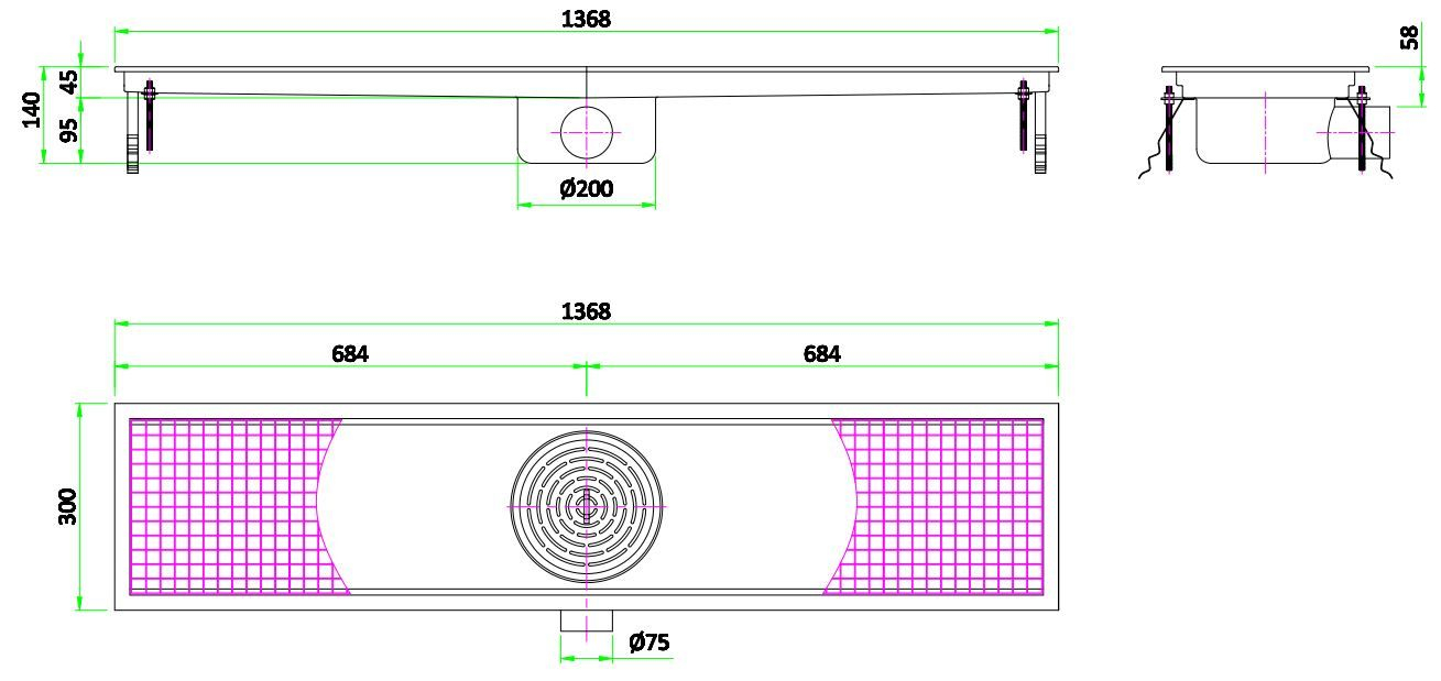 Détail Caniveau de Sol Professionnel 1368 - Combisteel